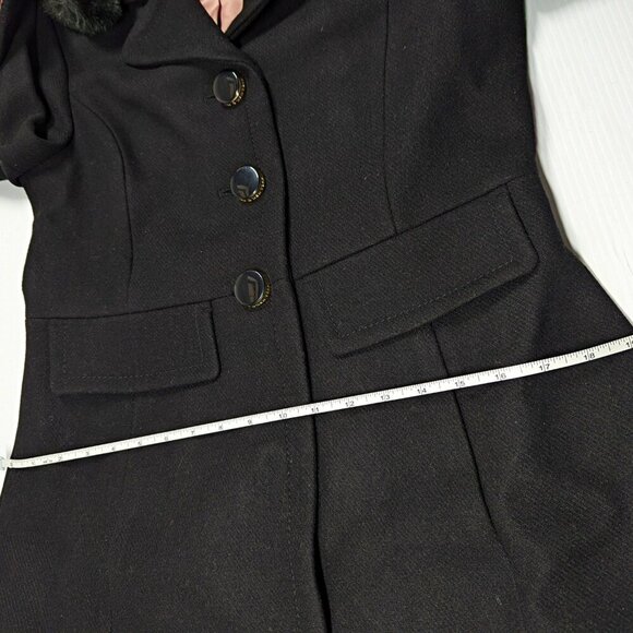 NWOT Kate Spade Double Breasted Faux Fur Trim Coat Black Size S MSRP $358 - Picture 8 of 9